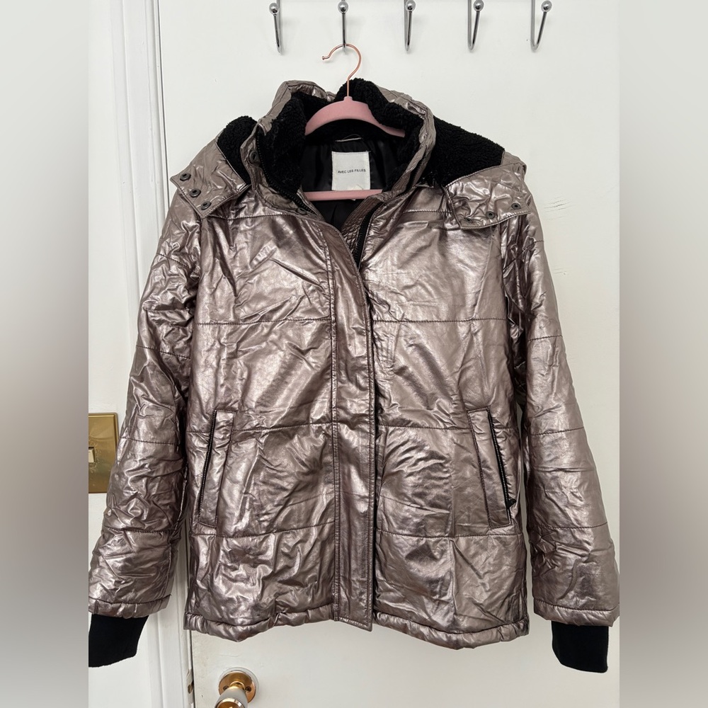 Avec Les Filles Metallic Puffer Jacket